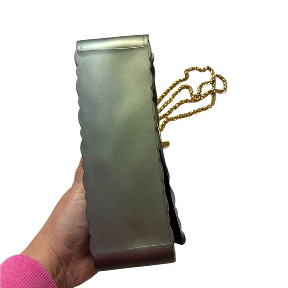 Silver and Gold Quilted Shoulder Bag with Chain Strap - Picture 5 of 6